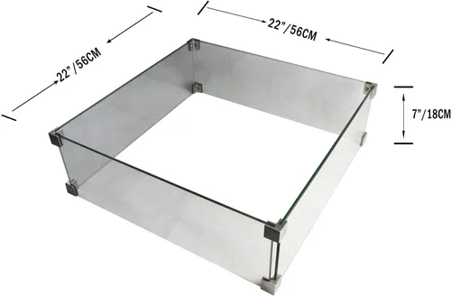 Vista 2 de Elementi Manhattan - Pantalla de vidrio para exteriores, protección contra el viento, cuadrada, transparente, protector de vidrio para chimenea