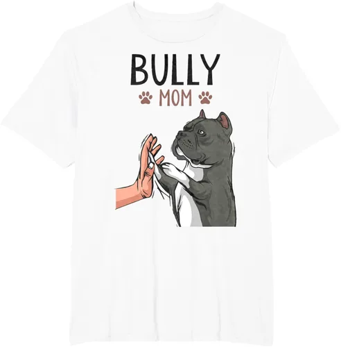 Vista 13 de American Bully Mom Cute Dog Mama Camiseta divertida para mujer, Blanco, S