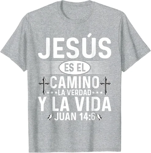 Vista 32 de Camisetas Cristianas en español Versículos Biblia Juan 14:6 Camiseta, Negro, S