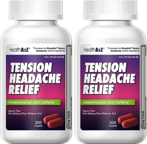 Vista 7 de HealthA2Z Alivio del dolor de cabeza por tensión Acetaminofeno 500mg Cafeína 65mg Ayuda para aliviar el dolor Sin aspirina