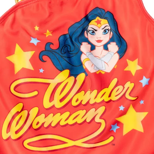 Vista 3 de DC Comics Traje de baño de una pieza de Batgirl de la Liga de la Justicia Mujer Maravilla para niñas pequeñas a niños grandes