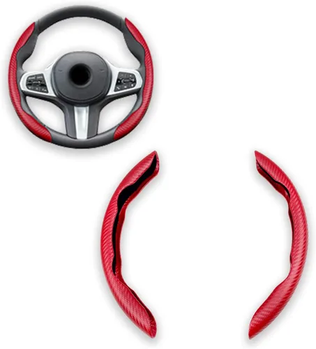 Vista 7 de Funda para volante, cubierta antideslizante de fibra de carbono para volante, protector segmentado para el interior del automóvil, accesorios