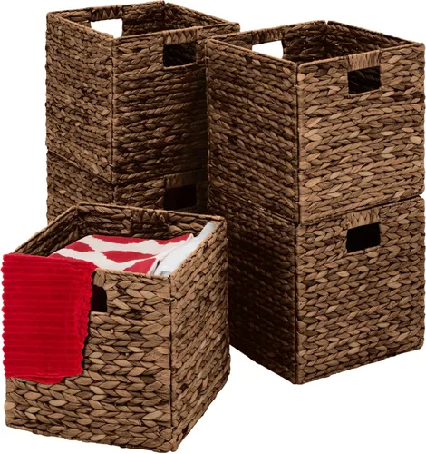 Vista 20 de Best Choice Products Paquete de 5 cestas de almacenamiento cúbicas de 10.5x10.5 pulgadas, organizadores multipropósito plegables de jacinto de agua