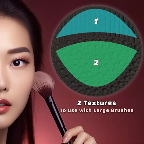 Vista 9 de YalsFTY - Limpiador de brochas de maquillaje de silicona, 2 piezas, herramienta de limpieza de almohadilla para cosméticos, función de doble cara