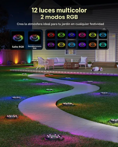 Vista 3 de Luces solares que cambian de color con control remoto, paquete de 10 luces