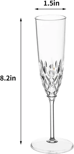 Vista 6 de XKXKKE Copas de Champán de Plástico, 8 Piezas Copas de Champán Irrompibles Reutilizables Elegantes de Cristal Transparente, 5 oz Copas de Acrílico