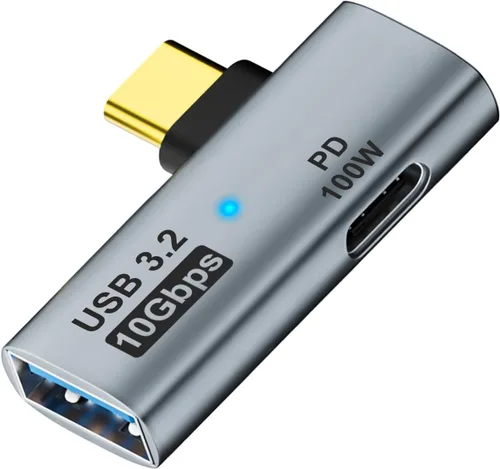Vista 7 de AreMe - Adaptador USB C a USB 3.2 2 en 1 con puerto de carga de 100 W, color negro Convertidor OTG Thunderbolt 4/3 para Rog Ally, Steam Deck