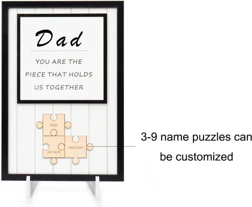 Vista 4 de Letrero personalizado con nombre de la familia, adornos de madera para la familia, placa de rompecabezas con nombre personalizado, decoración