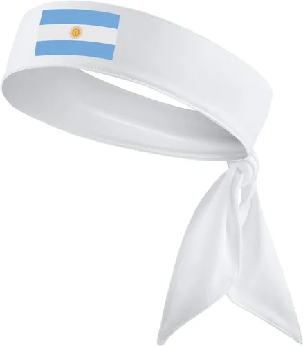Vista 3 de Banda para la cabeza de los deportes con la bandera de Argentina #10 Fútbol Fútbol Blanco Negro Azul Fitness 10 - Banda elástica para el sudor Ninja