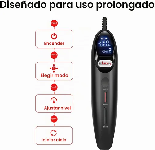 Vista 6 de LeLuv Magna LCD Controlador de bomba de vacío portátil inteligente USB recargable Modos programables o manuales - Silicona negra lisa