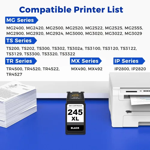 Vista 2 de MEGAIN Cartucho de tinta de repuesto 245XL 246XL para Canon 245 246 XL PG245 CL246 para Canon PIXMA MG2525 MG3022 MX490 TS202 TS3322 TR4520 TS302