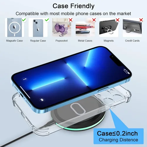 Vista 4 de Cargador inalámbrico Google de 15 W, almohadilla de carga rápida para Google Pixel 10 9A 9 Pro XL Fold 8 7 6 Pro 8A 7A, Samsung Galaxy S25 S24 Ultra