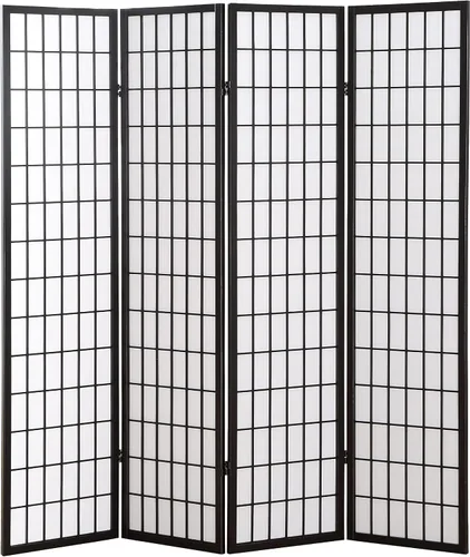 Vista 7 de Roundhill Furniture Oriental Shoji, divisor de habitación con pantalla de 4 paneles, natural