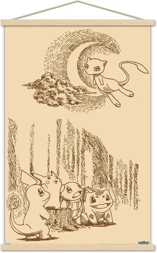 Vista 15 de Trends International Pokémon - Póster de pared de escena sepia, 22.4 pulgadas de largo x 14.7 pulgadas, versión enmarcada de madera de granero