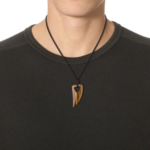 Vista 4 de COAI Collar de diente de lobo con colgante de piedra de amuleto para hombre y mujer