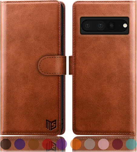 Vista 7 de SUANPOT Funda tipo cartera para Google Pixel 7 Pro 5G con bloqueo RFID, tarjetero de crédito, funda protectora de piel sintética con tapa para Negro
