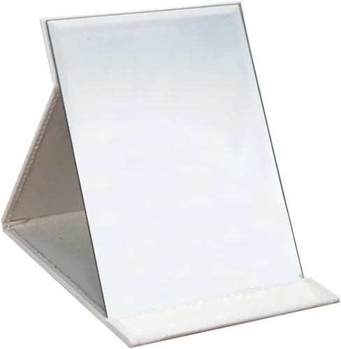 Vista 8 de JOLY Protable - Espejo plegable de piel sintética para maquillaje con soporte ajustable para uso personal, viajes (S, rojo)
