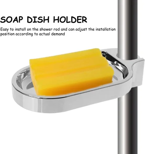Vista 4 de Barra de ducha ajustable ABS con clip para baño, jabonera