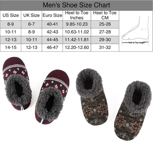 Vista 4 de Cozylook Paquete de 2 pantuflas de casa para hombre, suela suave, calcetines acogedores y mullidos con agarres antideslizantes, regalos únicos