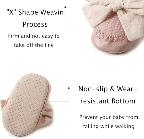 Vista 4 de SUITBOY Calcetines de zapatos para niñas con bonitos lazos, paquete de 2 calcetines antideslizantes para el suelo con agarre, juego de regalo