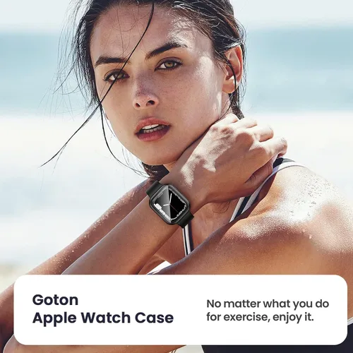 Vista 6 de 3 en 1 Goton Estuche impermeable duro para Apple Watch, protector de pantalla de 40mm, cubierta frontal de vidrio templado protectora completa