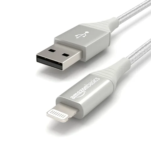 Vista 3 de Amazon Basics - Cable Lightning de nailon trenzado doble a USB, colección avanzada, cargador para iPhone certificado MFi