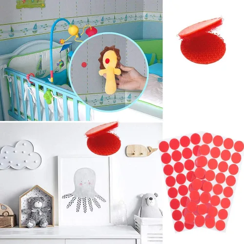 Vista 4 de DFYOUHOME® 128 pares de puntos autoadhesivos redondos de 1 pulgada de gancho y bucle con cinta adhesiva impermeable en la parte trasera de tira