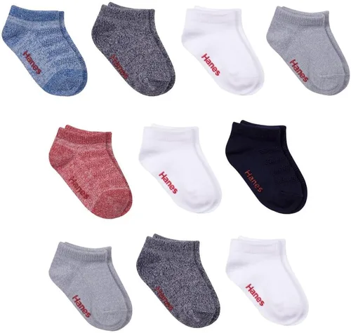 Vista 6 de Hanes Calcetines tobilleros antideslizantes para bebés y niños pequeños, paquete múltiple