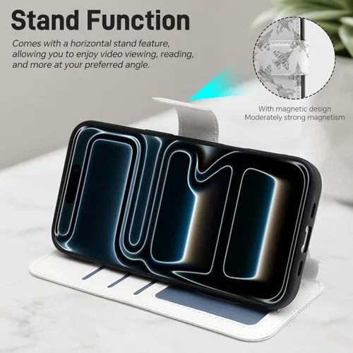 Vista 4 de SWEET TANG Wallet Phone Case Compatible with iPhone 17 Pro Card Slots Black and White Airplane Flying Games Aircraft PU Leather Protective Wallet