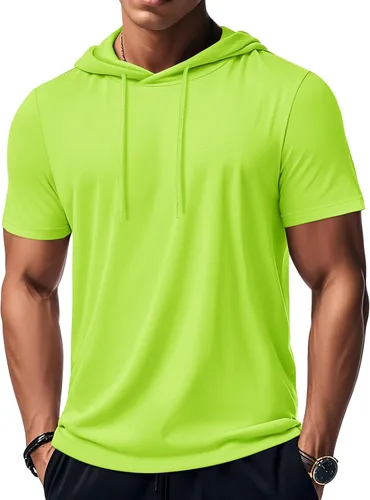 Vista 61 de MAGCOMSEN Sudadera con capucha de algodón de manga corta para hombre, sudadera ligera con capucha