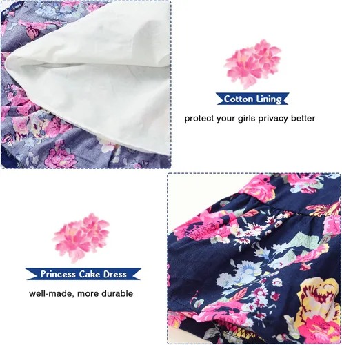 Vista 6 de YJ.GWL Vestido occidental para niñas, vestido de mezclilla para niña, vestidos de princesa para niñas, vestidos de fiesta para niñas de 3 a 14 años