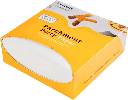 Vista 6 de Katbite Hamburger Patty Paper - 1000 unidades, hojas de papel pergamino antiadherentes de 5.5 x 5.5 pulgadas, para hamburguesas por separado, prensa