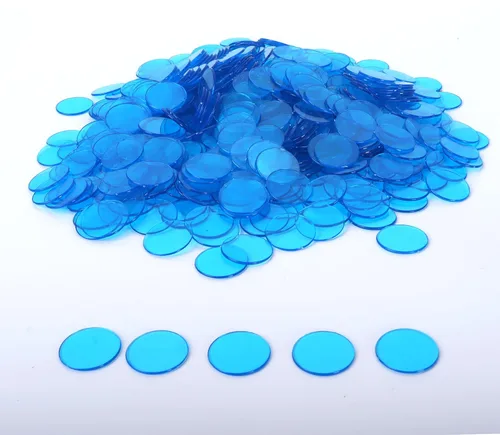 Vista 17 de GSE Games & Sports Expert Blue Bingo Chips, 1,000 piezas de 3/4 pulgadas de alto contraste transparente para juegos de bingo, fiestas