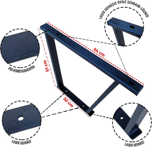 Vista 2 de BREMER SITZBEZÜGE Powder-coated multi-flex board console compatible with VW Multivan T5 T6 T6.1 / T5 accessories / T6 bed extension/height 51 cm 2