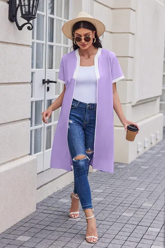 Vista 2 de Ekouaer Camisón Mujer Casas Cremallera Delantera Túnica Ligero Plumero Señora Floral Housedress Noche Casual con Bolsillo