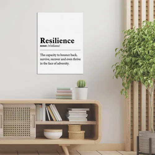 Vista 4 de Arte inspirador para pared, póster motivacional, pintura enmarcada, definición de resiliencia, obra de arte en lienzo para decoración del hogar