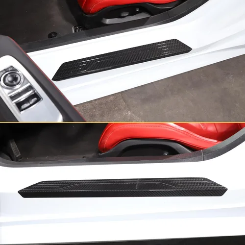 Vista 7 de Protectores de umbral de puerta compatibles con Corvette C8 Stingray 2020-2023, borde de protección de umbral de puerta, cubierta interior de umbral