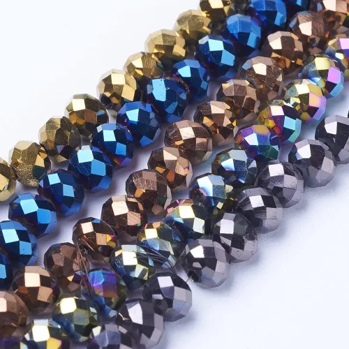 Vista 11 de Beadthoven - 1300 cuentas de vidrio de Rondelle facetadas de color metálico de 0.157 pulgadas (0.157 in), espaciadores de cristal galvanizados