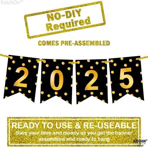 Vista 4 de Katchon, Cartel brillante de graduación 2025 – Grande de 8 pies, sin bricolaje Cartel de feliz graduación 2025, decoraciones de graduación clase