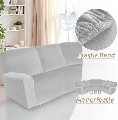 Vista 501 de Arfntevss Fundas de sofá seccional reclinable de terciopelo, Funda de sofá seccional de esquina para sofá reclinable, Funda elástica suave