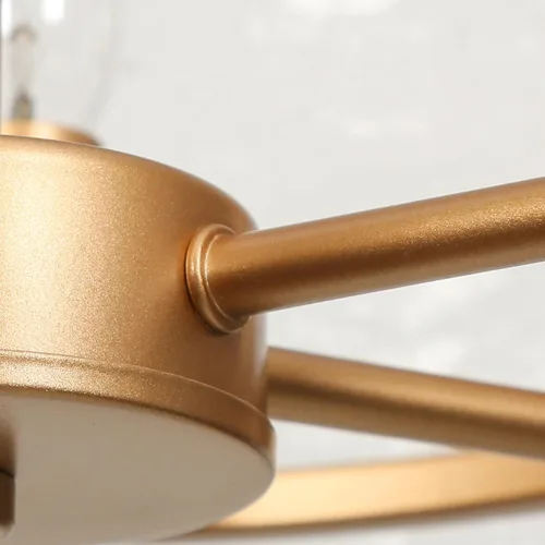 Vista 7 de ZEVNI Candelabro de tambor dorado, lámpara de cristal dorado para isla de cocina, lámpara moderna de 6 luces para comedor, entrada, vestíbulo