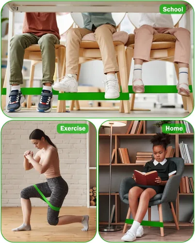 Vista 6 de Paquete de 10 bandas para sillas para niños con pies inquietos, imprescindibles para el aula, asientos flexibles para enfoque sensorial, Fidget