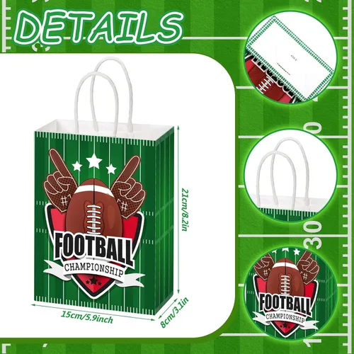 Vista 2 de Outus 24 bolsas de papel para fiesta de fútbol, regalo de fútbol, bolsas de papel con asas, pelota deportiva, bolsa de dulces para pelotas