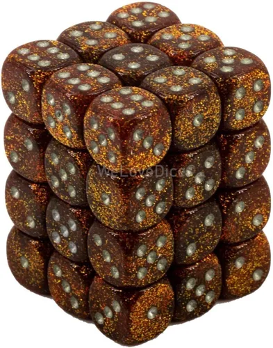 Vista 2 de Chessex Juego de dados poliédricos dorados y plateados con purpurina de 0.47 pulgadas, compatible con Calabozos y Dragones, Pathfinder y otros