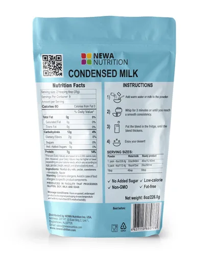 Vista 2 de Sin Azúcar (Sin Azúcar Añadido) Mezcla de Leche Condensada Sin Gluten Sin OGM Peso: 8 oz/226.8 gr. (Paquete de 2)