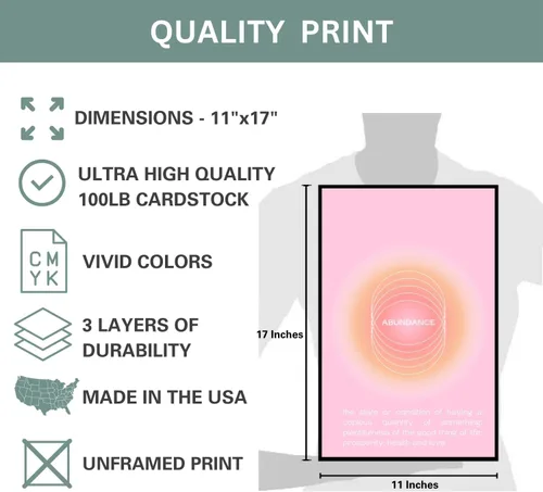 Vista 7 de Abundance - Póster estético de aura en degradado, arte de pared espiritual, arte de pared moderno, aura rosa, impresión de degradado de regalo
