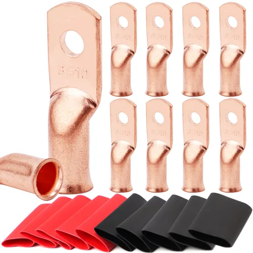 Vista 100 de TKDMR - Kit de 264 piezas de extremos de cable de batería, 132 piezas de terminales de anillo de lengüetas de cable de cobre resistentes AWG 8 6 4 2
