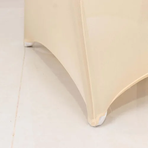 Vista 8 de Efavormart - Funda para silla de banquete de elastano beige con banda de hebilla de diamantes de imitación plateados, funda elástica para silla