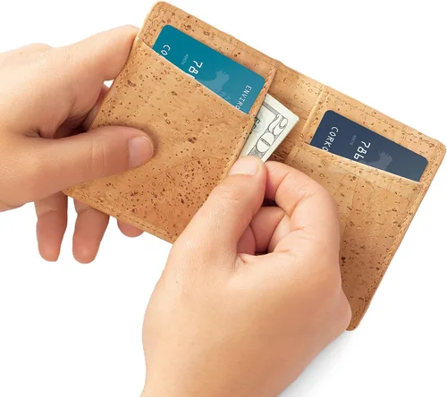 Vista 2 de Corkor Slim Wallet for Men, RFID Safe, Vegan Non Leather, Bi-fold Cards Cash