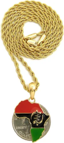 Vista 4 de Adinkra Symbol Gye Nyame on Pan Africa - Colgante con cadena de cuerda de 0.079 in, 24 pulgadas, tono dorado, Metal